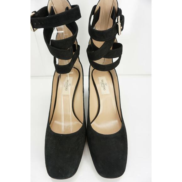 Valentino Black Suede Plum Ankle Wrap Sandals Size 36.5 Strappy $995 Heels NIB - Picture 10 of 11